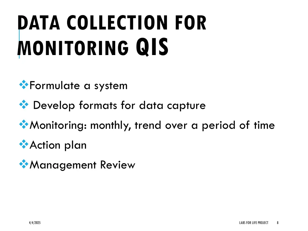 data collection for monitoring qis