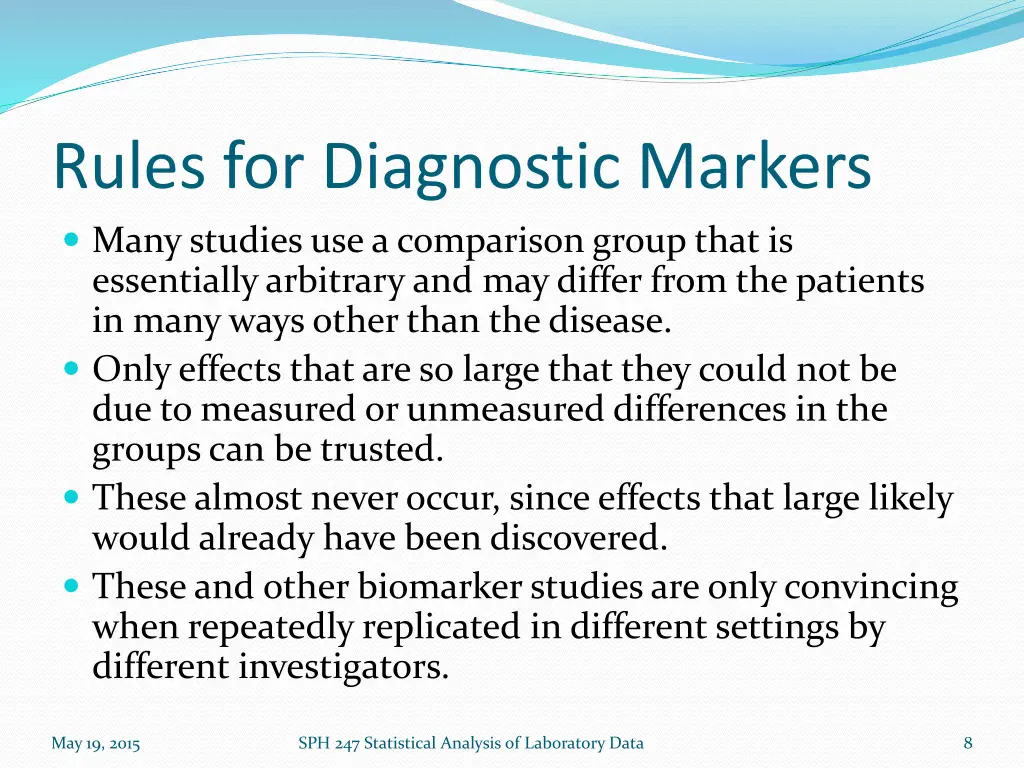 rules for diagnostic markers many studies