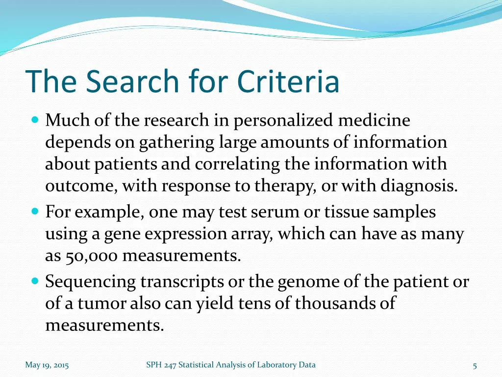 the search for criteria