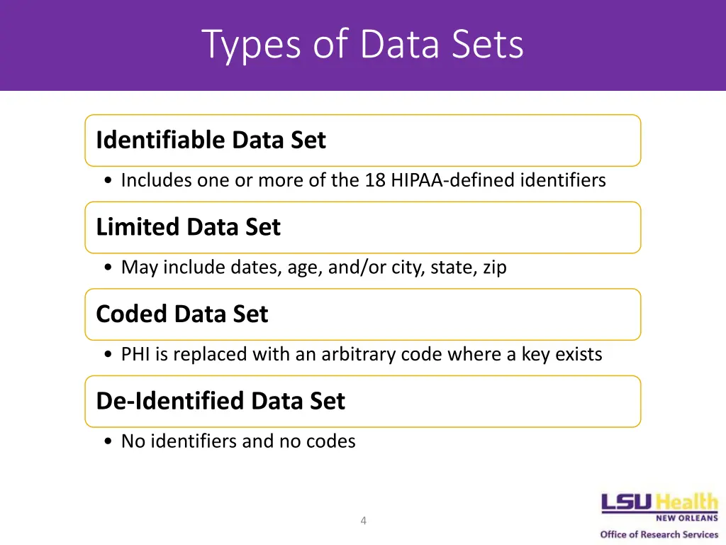 types of data sets