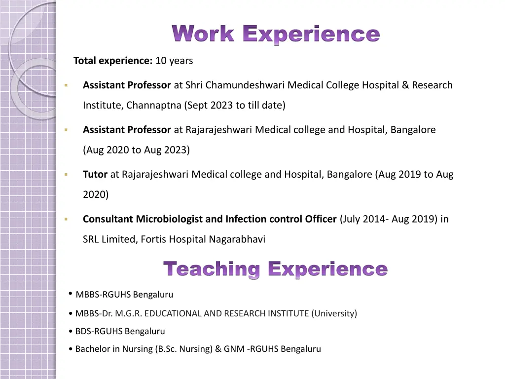 work experience