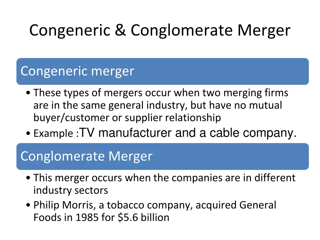 congeneric conglomerate merger