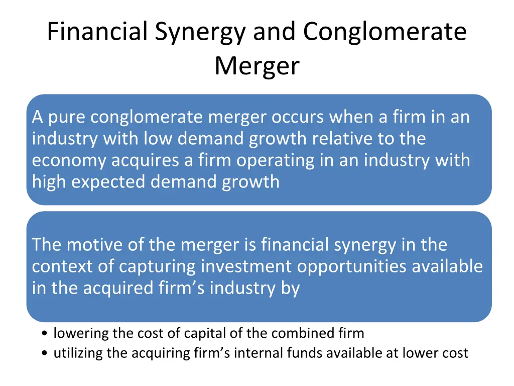 financial synergy and conglomerate merger