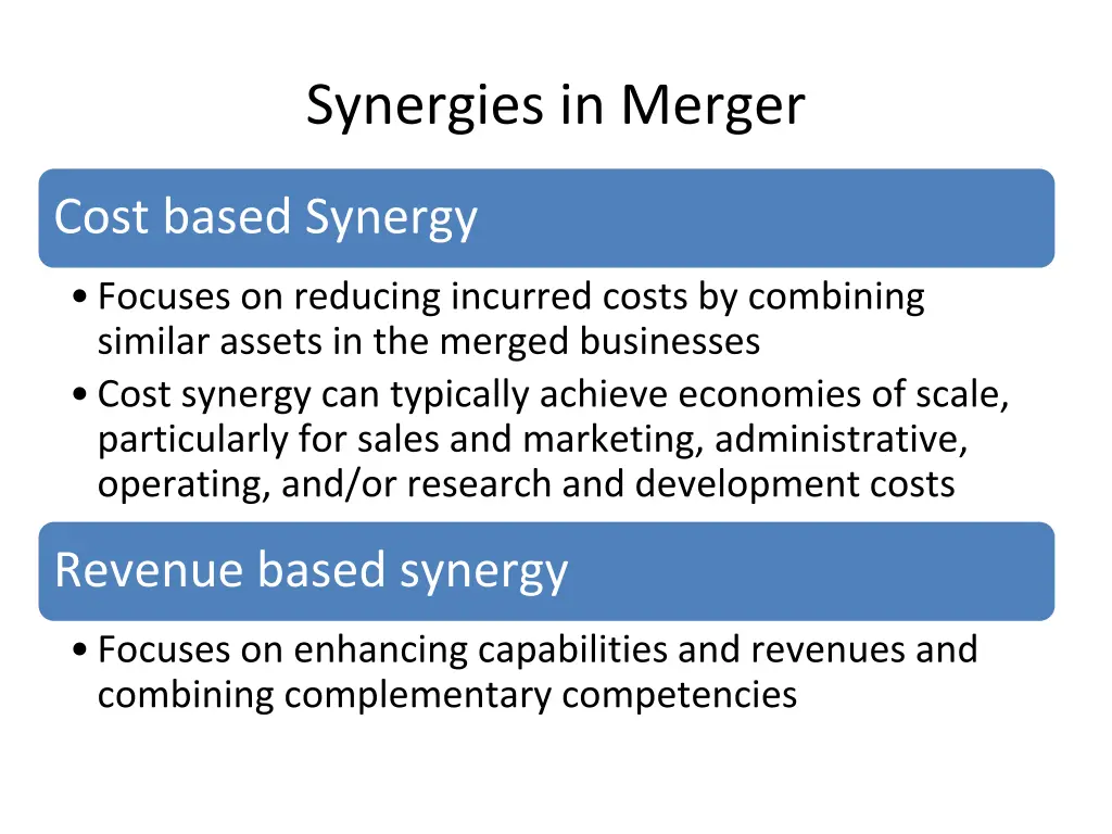 synergies in merger