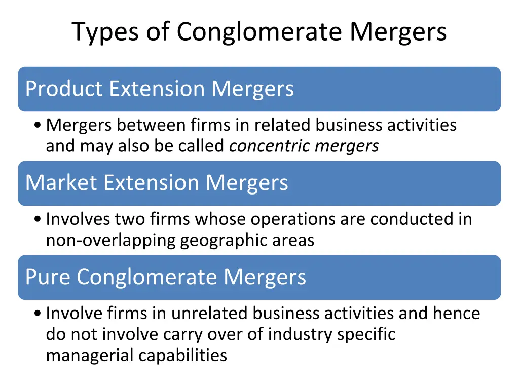 types of conglomerate mergers
