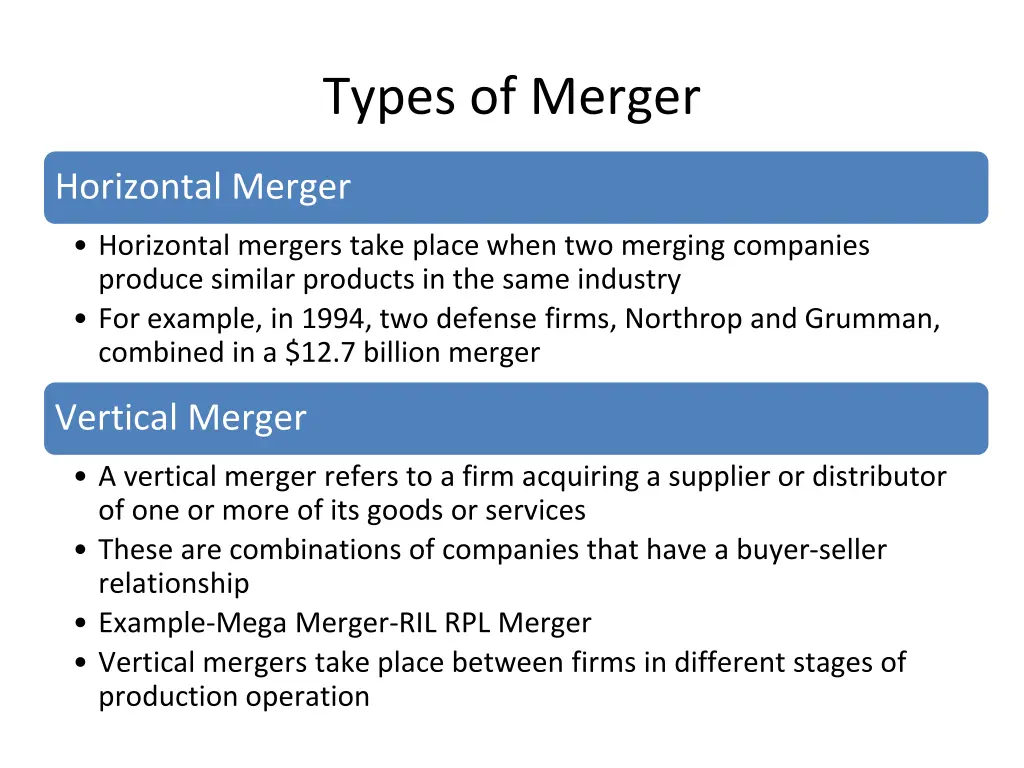 types of merger