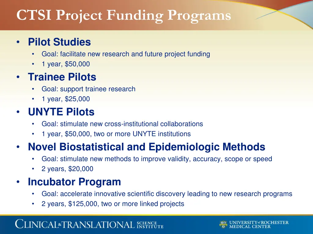 ctsi project funding programs