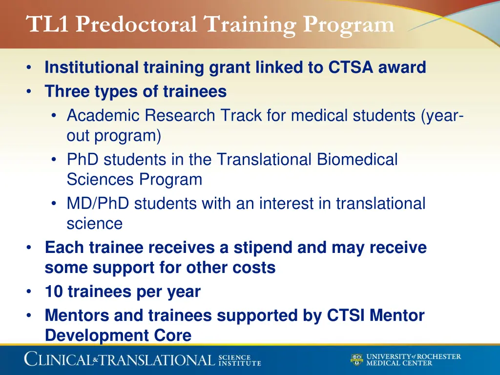 tl1 predoctoral training program