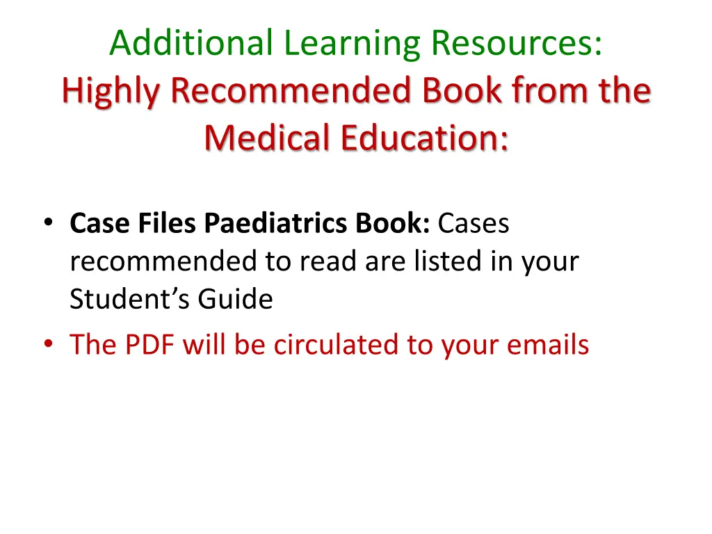 additional learning resources highly recommended