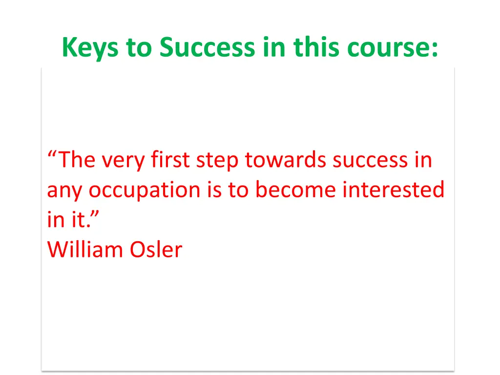 keys to success in this course