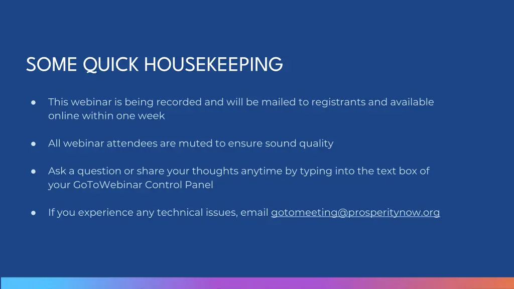 some quick housekeeping