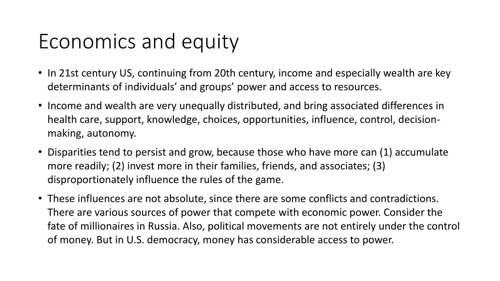 economics and equity