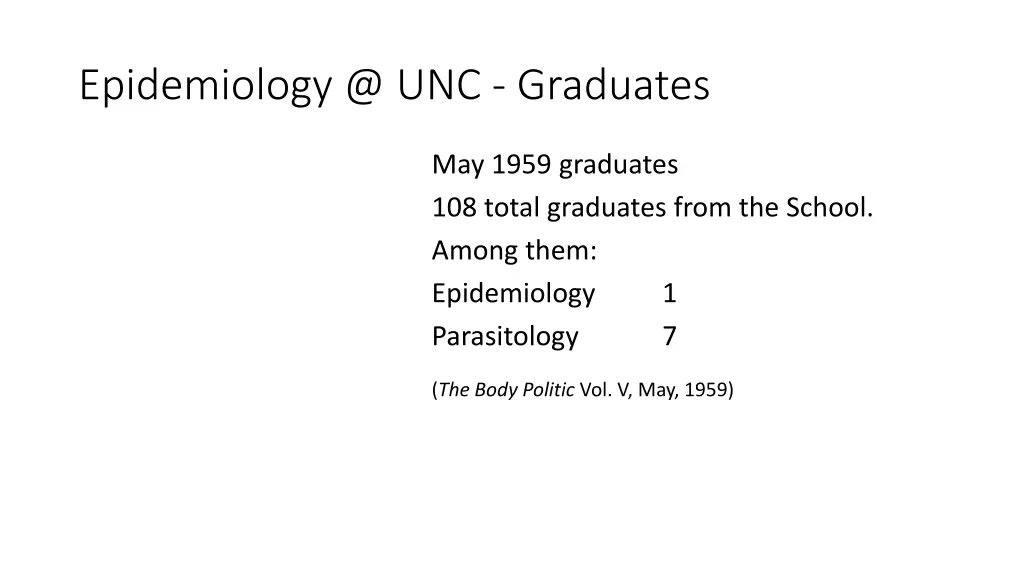 epidemiology @ unc graduates