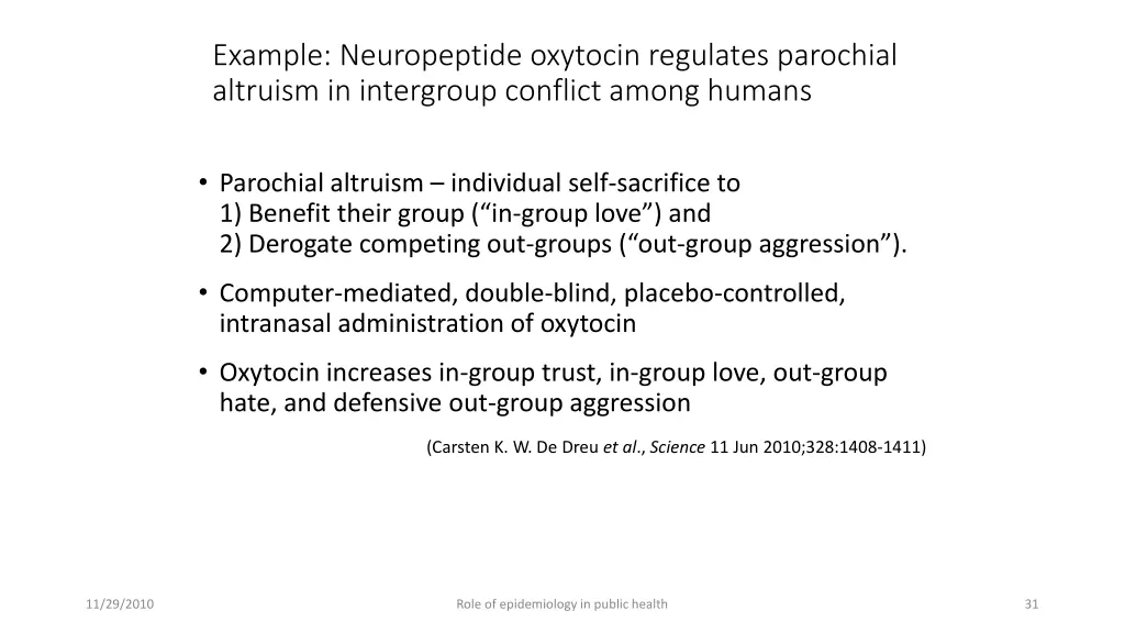 example neuropeptide oxytocin regulates parochial