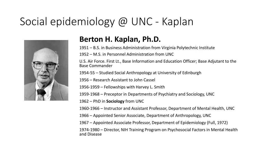 social epidemiology @ unc kaplan