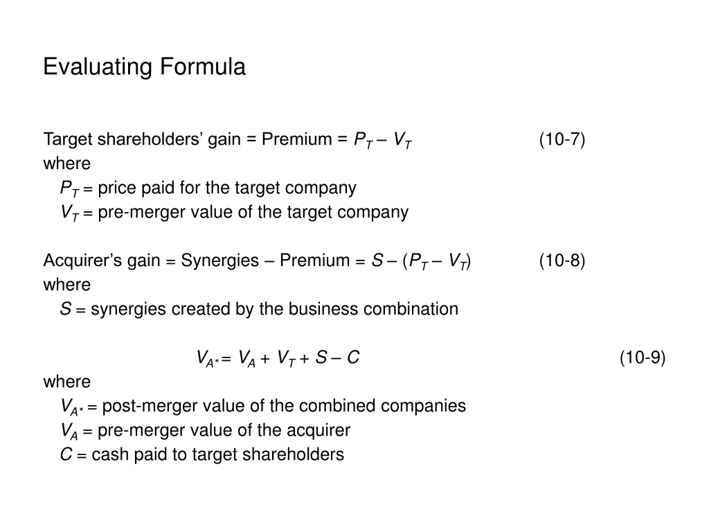 evaluating formula