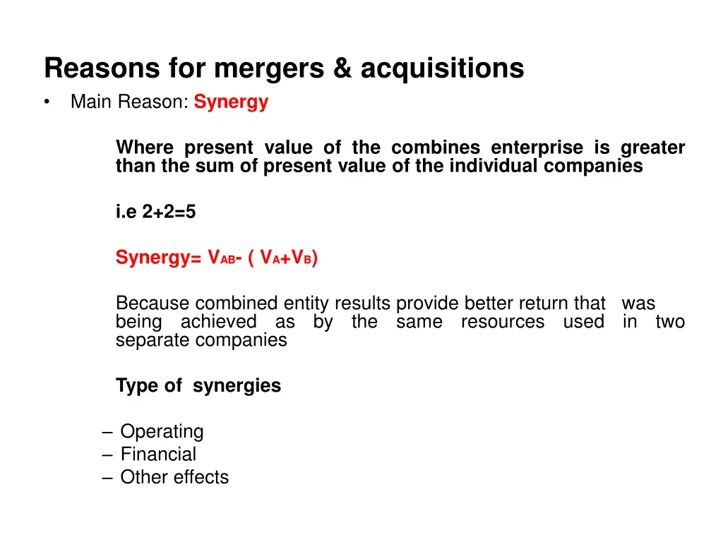 reasons for mergers acquisitions main reason
