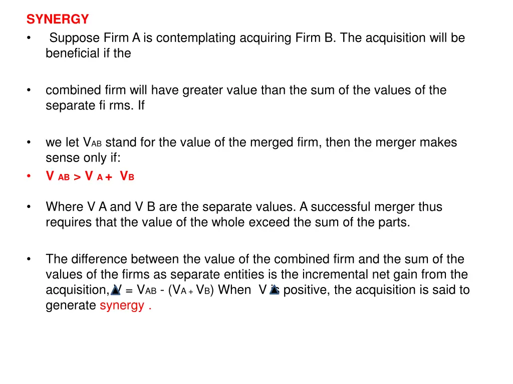 synergy suppose firm a is contemplating acquiring