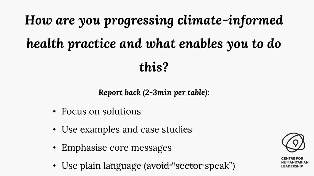 how are you progressing climate informed health 1