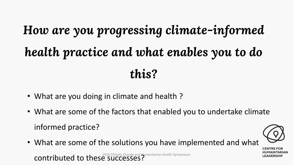how are you progressing climate informed health