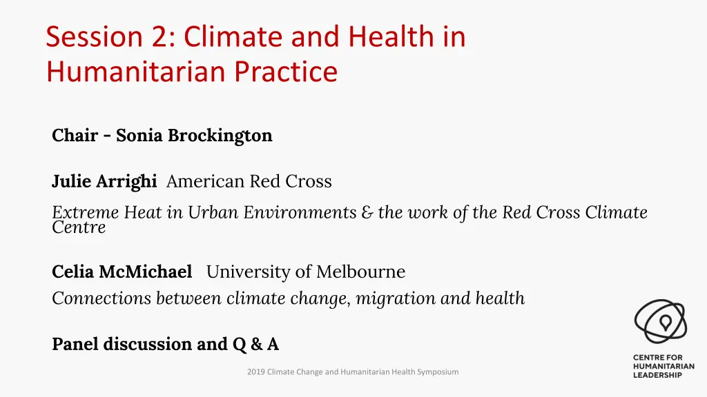session 2 climate and health in humanitarian