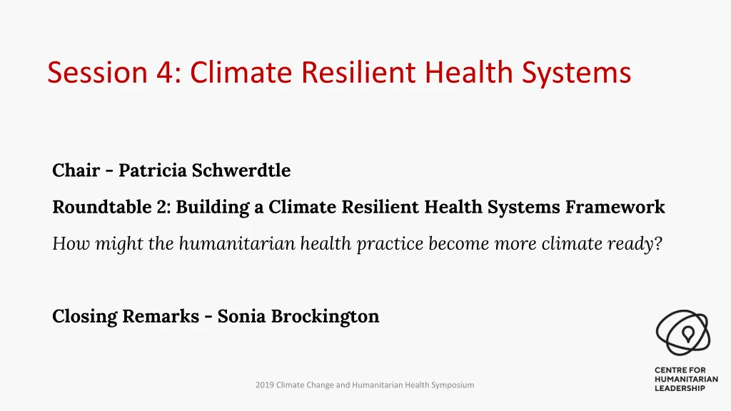 session 4 climate resilient health systems