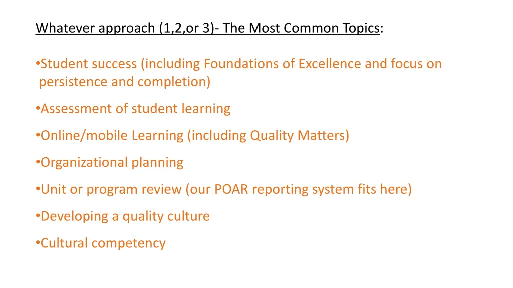 whatever approach 1 2 or 3 the most common topics