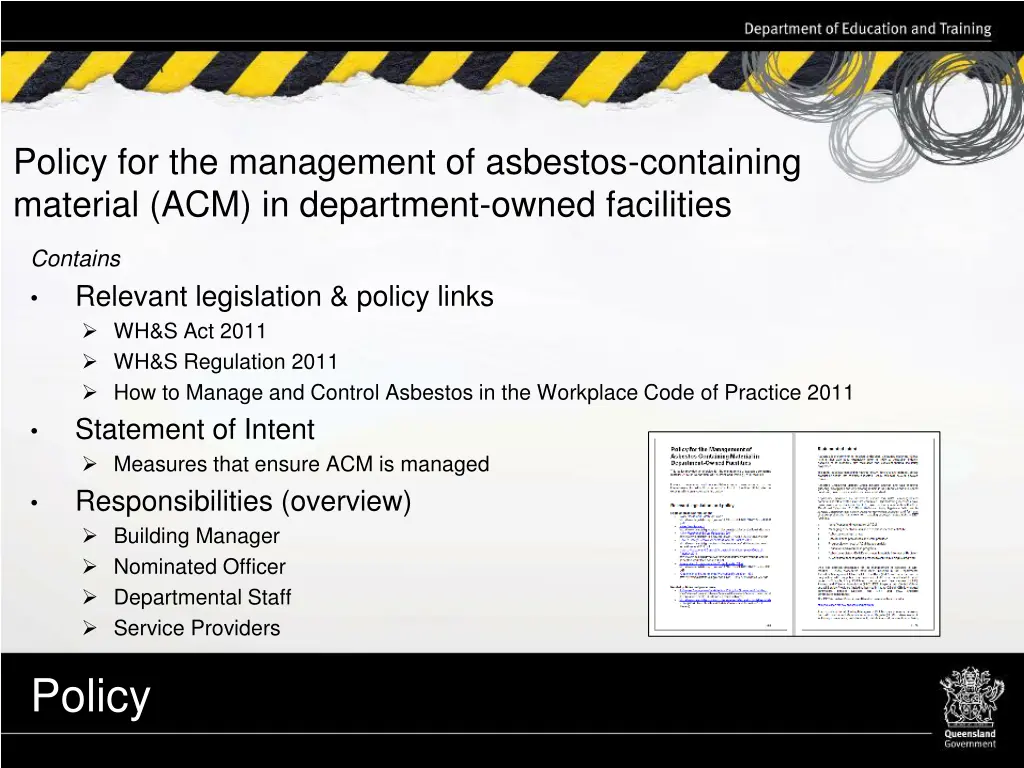policy for the management of asbestos containing 1