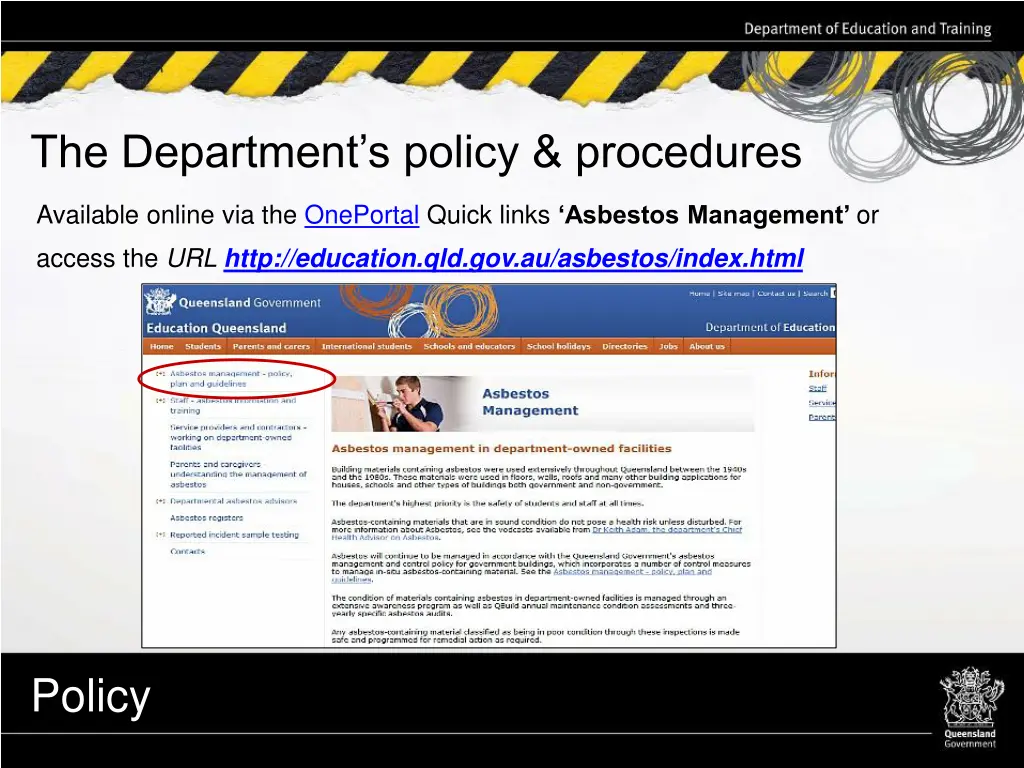 the department s policy procedures