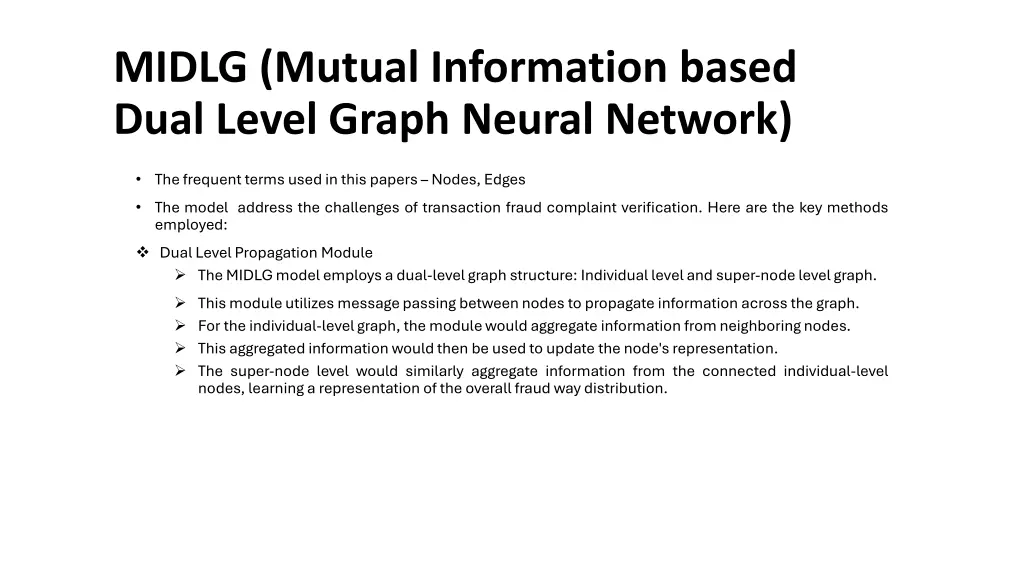 midlg mutual information based dual level graph