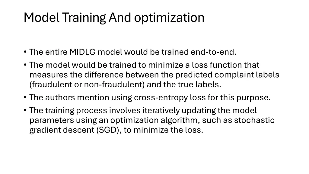 model training and optimization