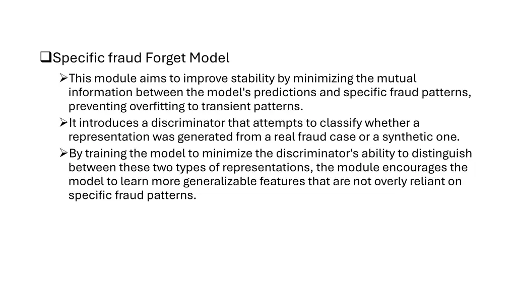 specific fraud forget model this module aims