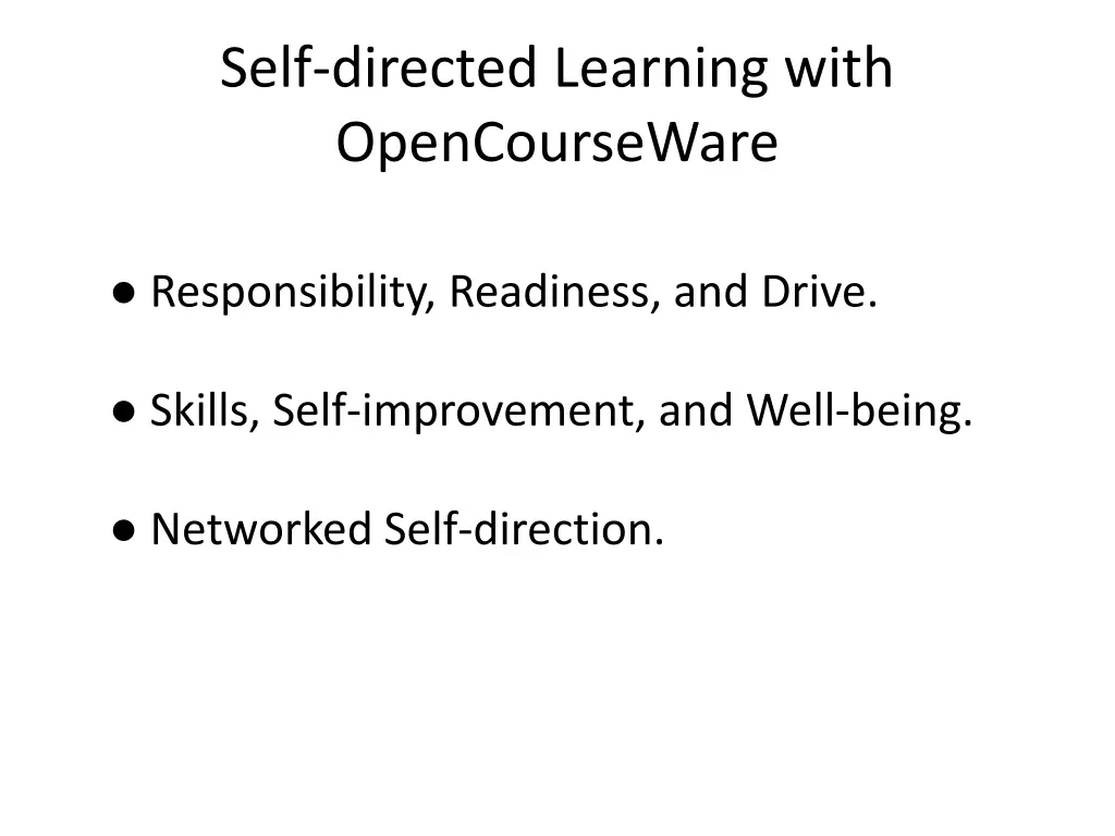 self directed learning with opencourseware