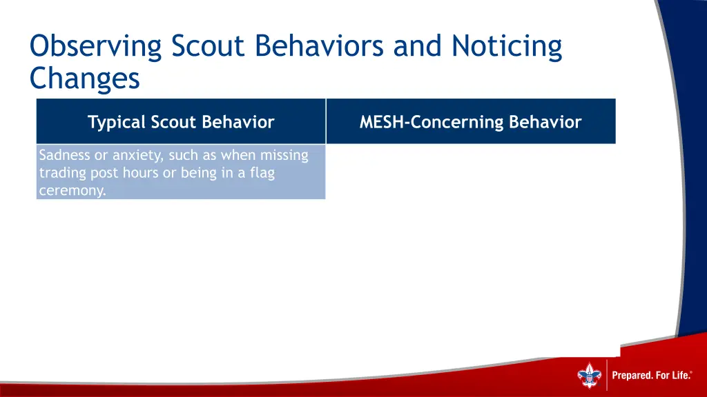 observing scout behaviors and noticing changes 2
