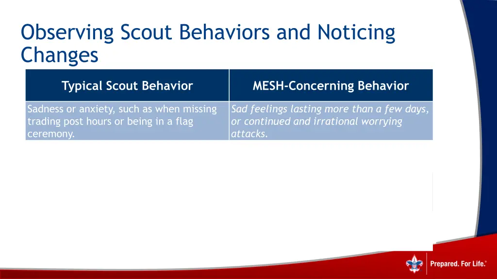 observing scout behaviors and noticing changes 3