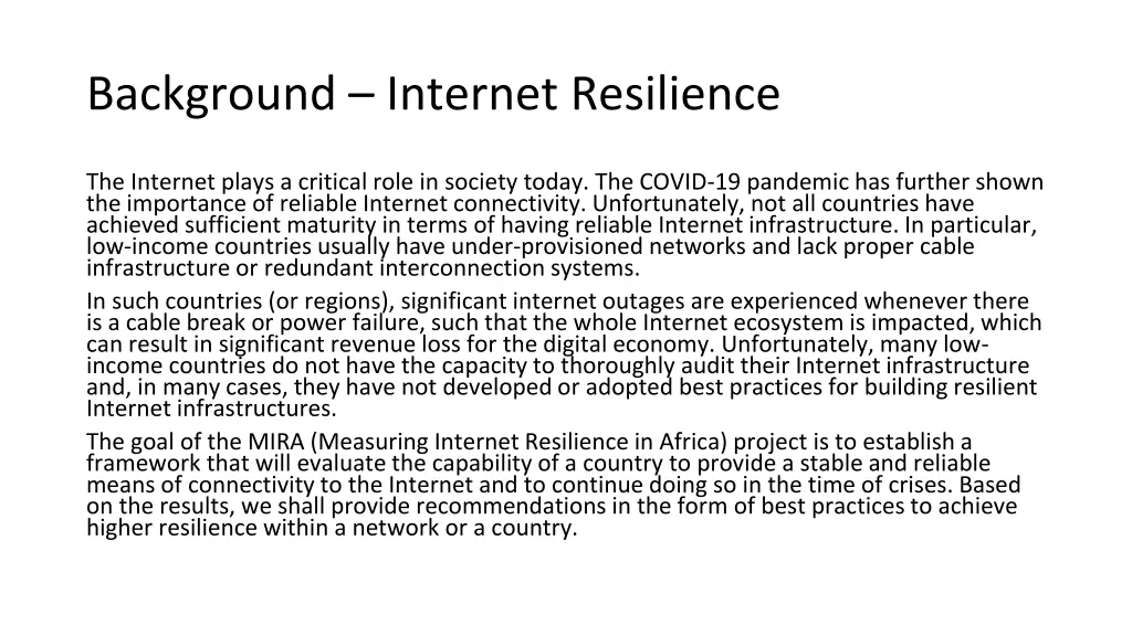 background internet resilience