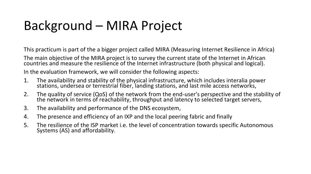 background mira project