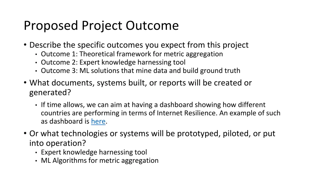 proposed project outcome