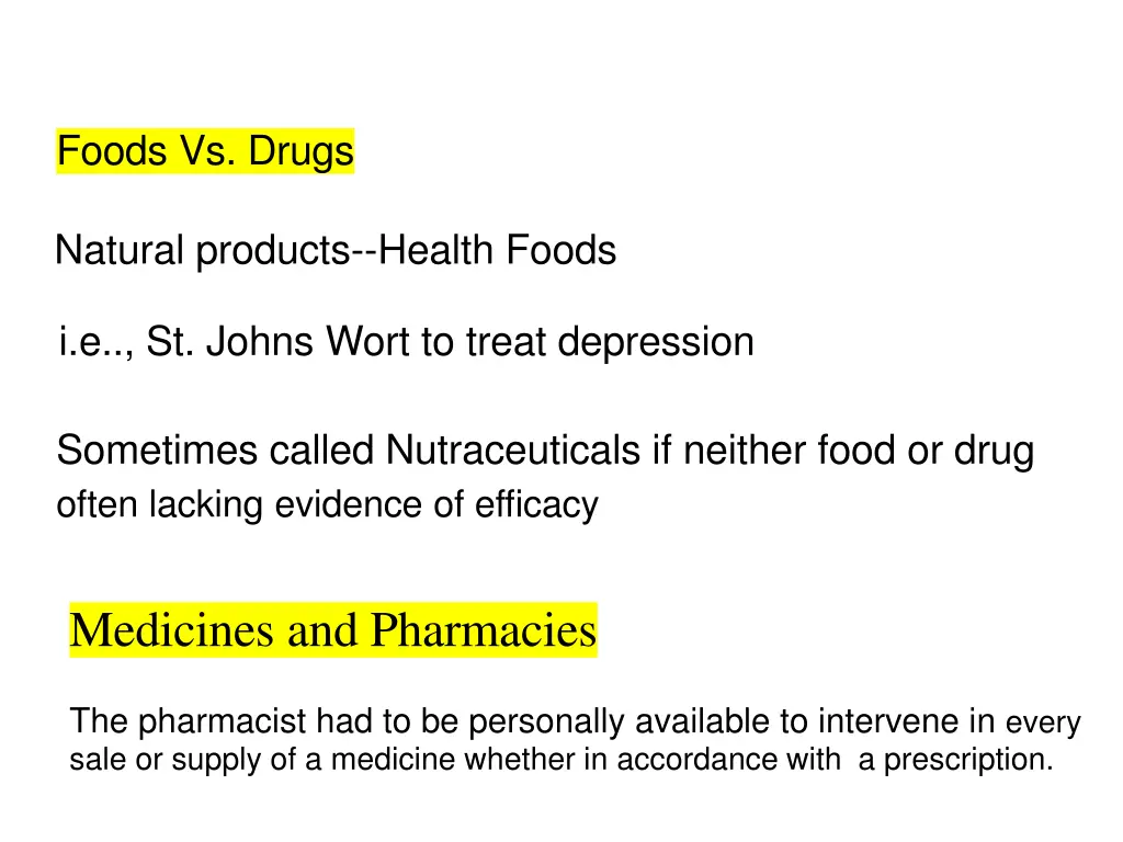 foods vs drugs