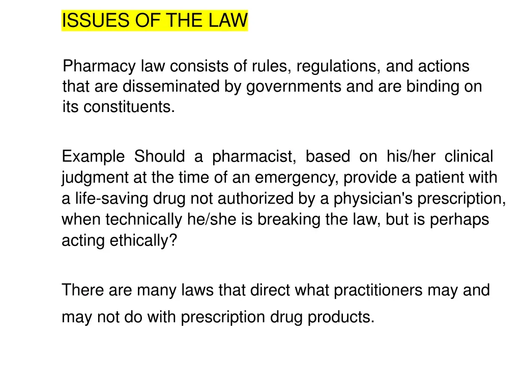 issues of the law