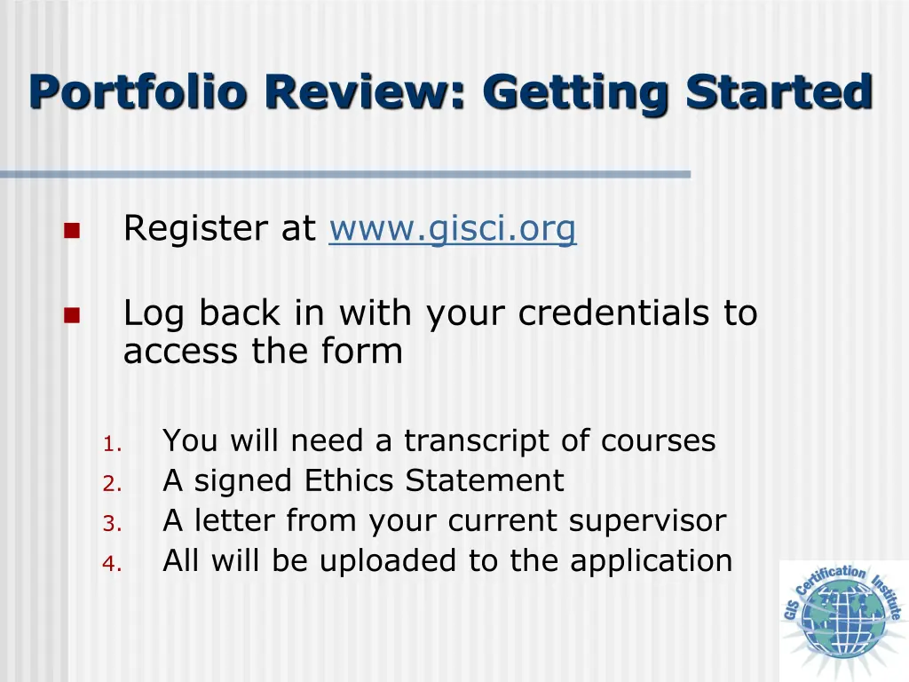 portfolio review getting started