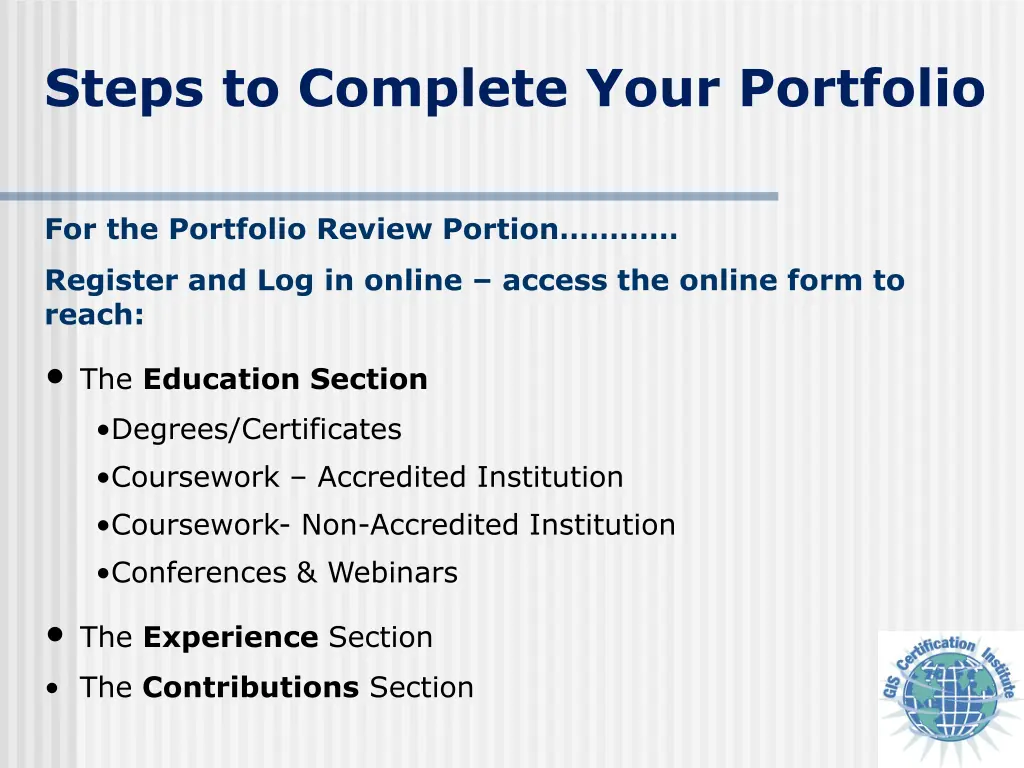 steps to complete your portfolio 1