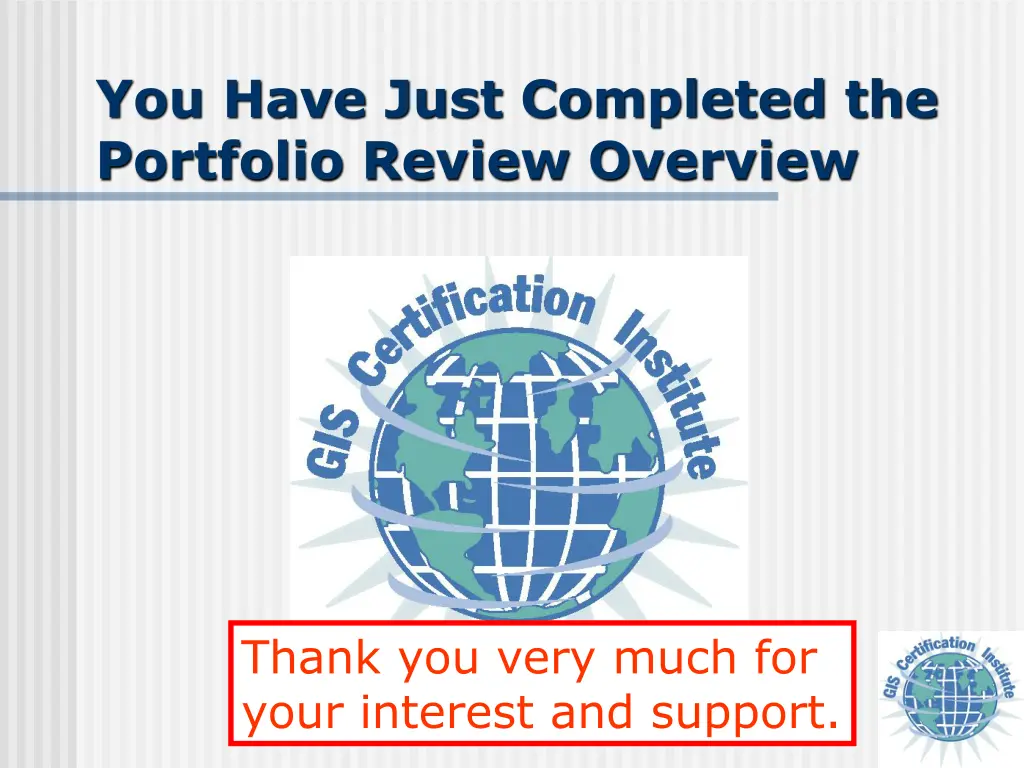 you have just completed the portfolio review