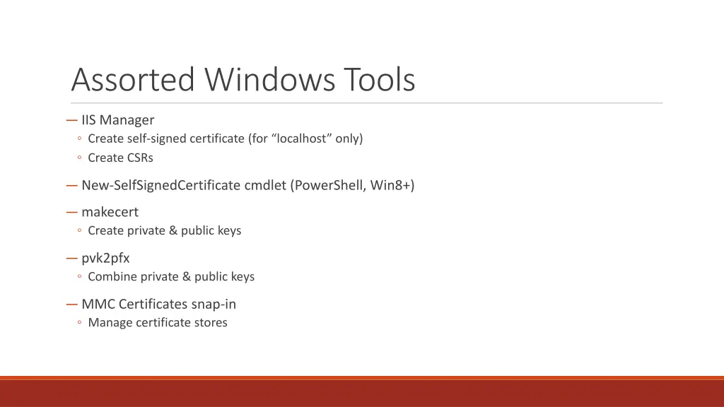 assorted windows tools