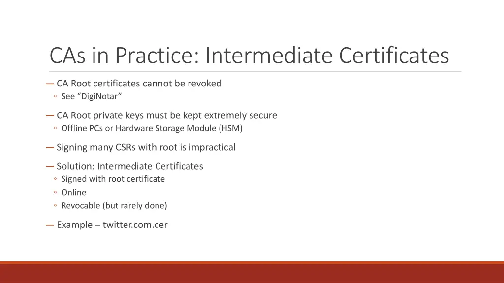 cas in practice intermediate certificates