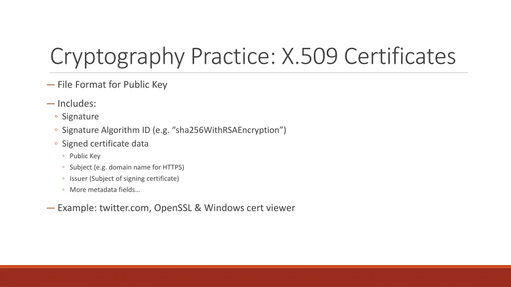 cryptography practice x 509 certificates