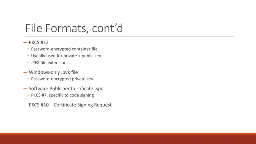 file formats cont d