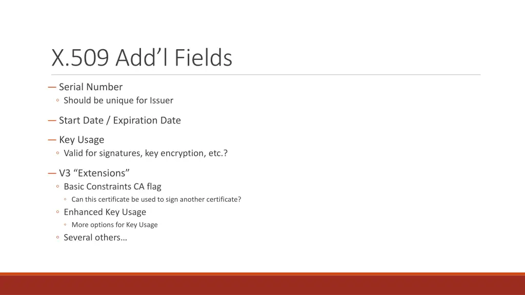 x 509 add l fields