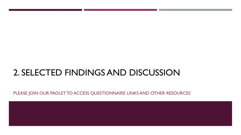 2 selected findings and discussion