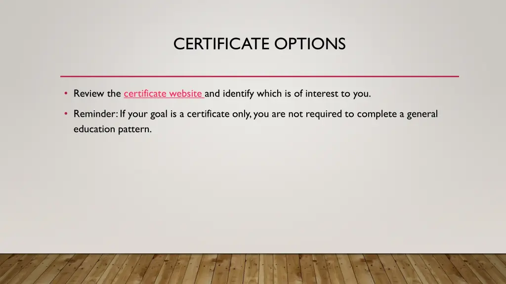 certificate options